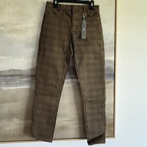 NWT Tractr Mona High Rise Ankle Skinny Pants Houndstooth Plaid Tawny Size 2/26